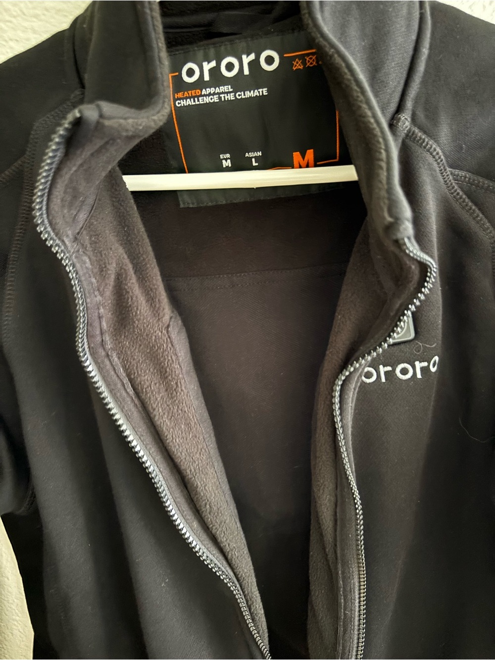 Ororo Black Heated Fleece Jacket with Full Zip no battery - Picture 3 of 6
